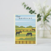 Vintager Besuch Kentucky Pferde Reiseplakat Postkarte (Stehend Vorderseite)