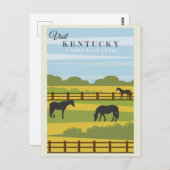 Vintager Besuch Kentucky Pferde Reiseplakat Postkarte (Vorne/Hinten)