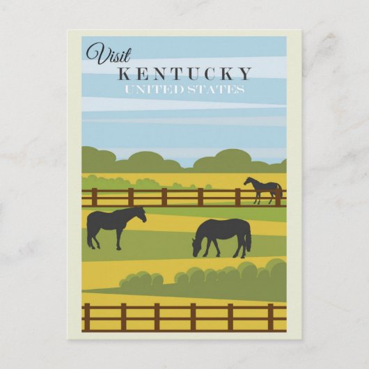 Vintager Besuch Kentucky Pferde Reiseplakat Postkarte (Vorderseite)