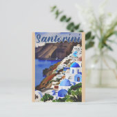 Vintager Besuch Santorini Griechenland Griechenlan Postkarte (Stehend Vorderseite)