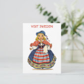 Vintager Besuch Schweden Schweden Postkarte (Stehend Vorderseite)