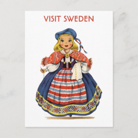 Vintager Besuch Schweden Schweden Postkarte (Vorderseite)