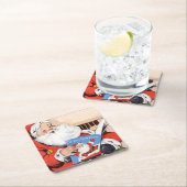 Vintager Besuch vom Weihnachtsmann Rechteckiger Pappuntersetzer (Vor Ort)