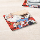 Vintager Besuch vom Weihnachtsmann Rechteckiger Pappuntersetzer (angewinkelt)