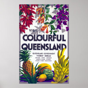 Vintager Besuch von Colorful Queensland Australien Poster