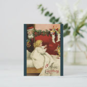Vintager Besuch von Weihnachten Grüße Postkarte (Stehend Vorderseite)