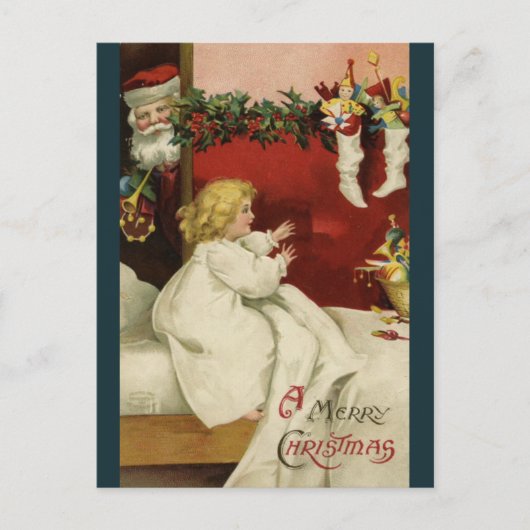 Vintager Besuch von Weihnachten Grüße Postkarte (Vorderseite)