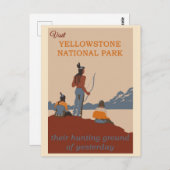 Vintager Besuch Yellowstone Nationalparkreise Postkarte (Vorne/Hinten)