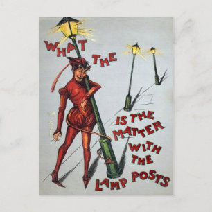 Vintager Betrunkener Teufel Postkarte