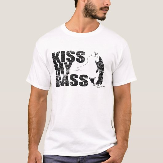 Vintager beunruhigter KUSS MEIN BASS-T - Shirt (Vorderseite)
