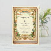 Vintager Bibliotheksbuchüberzug Storybook Garden Einladung (Stehend Vorderseite)