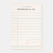 Vintager Bibliothekskartenbuchwurm Bookworm Post-it Klebezettel (Vorderseite)
