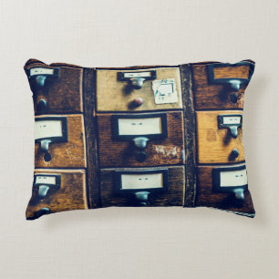 Vintager Bibliothekskartenkatalog Dekokissen