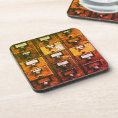 Vintager Bibliothekskartenkatalog Getränkeuntersetzer (Linke Seite)