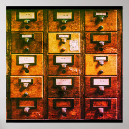 Vintager Bibliothekskartenkatalog Poster