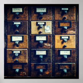 Vintager Bibliothekskartenkatalog Poster