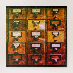 Vintager Bibliothekskartenkatalog Puzzle