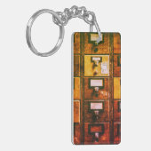 Vintager Bibliothekskartenkatalog Schlüsselanhänger (Vorderseite links)