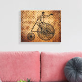 Vintager Bicyclist Braun Dot Hintergrund Leinwanddruck (Insitu (Wohnzimmer))