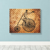 Vintager Bicyclist Braun Dot Hintergrund Leinwanddruck (Insitu (Holzboden))