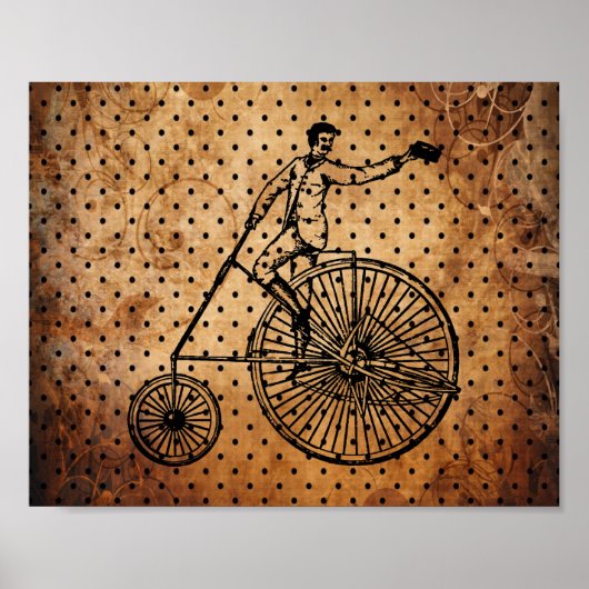 Vintager Bicyclist Braun Dot Hintergrund Poster (Vorne)