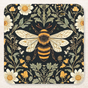 Vintager Bienengarten Rechteckiger Pappuntersetzer