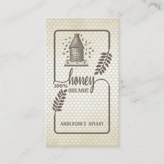 Vintager Bienenhonigzweig Visitenkarte (Vorderseite)
