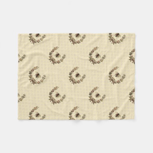 Vintager Bienenreath Fleecedecke (Vorderseite (Horizontal))