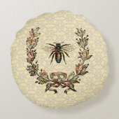 Vintager Bienenreath Rundes Kissen (Rückseite)