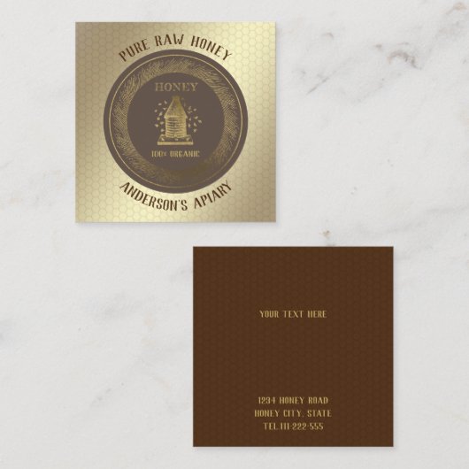 Vintager Bienenstock-Bienenstock Quadratische Visitenkarte (Vorne/Hinten)