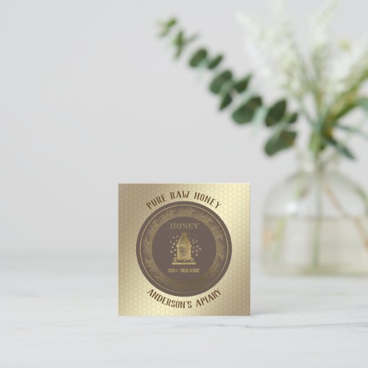 Vintager Bienenstock-Bienenstock Quadratische Visitenkarte (Stehend Vorderseite)