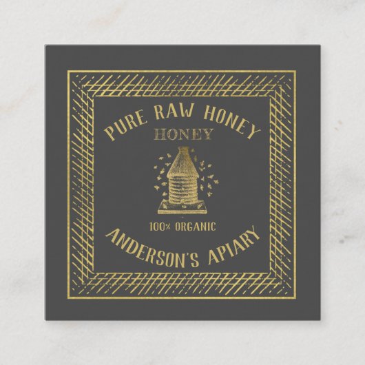 Vintager Bienenstock-Bienenstock Quadratische Visitenkarte (Vorderseite)