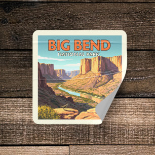 Vintager Big-Bend-Nationalpark Quadratischer Aufkleber