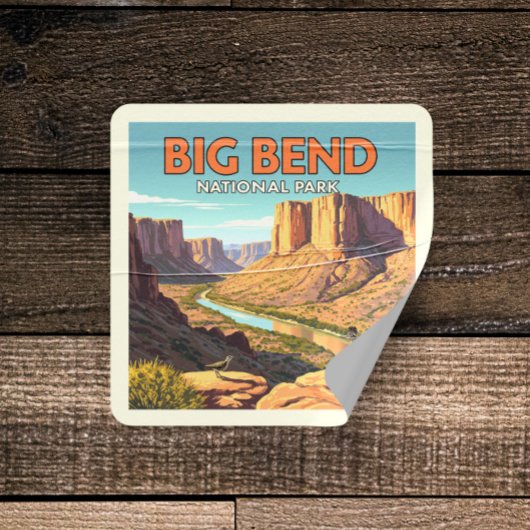 Vintager Big-Bend-Nationalpark Quadratischer Aufkleber