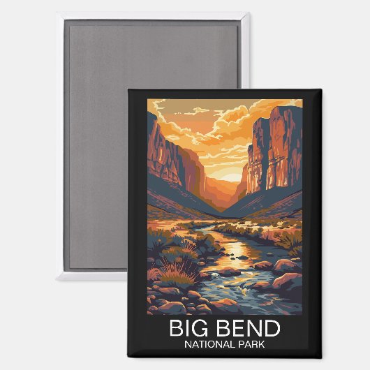 Vintager Big Bend Nationalpark Texas Retro Reisen Magnet (Vorderseite/Rückseite)