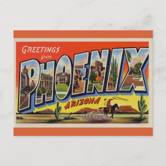 Vintager Big Letter Phoenix Arizona Postkarte (Vorderseite)