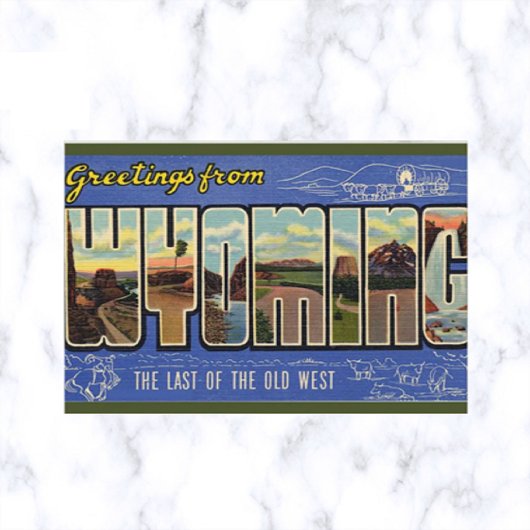 Vintager Big Letter Wyoming Postkarte