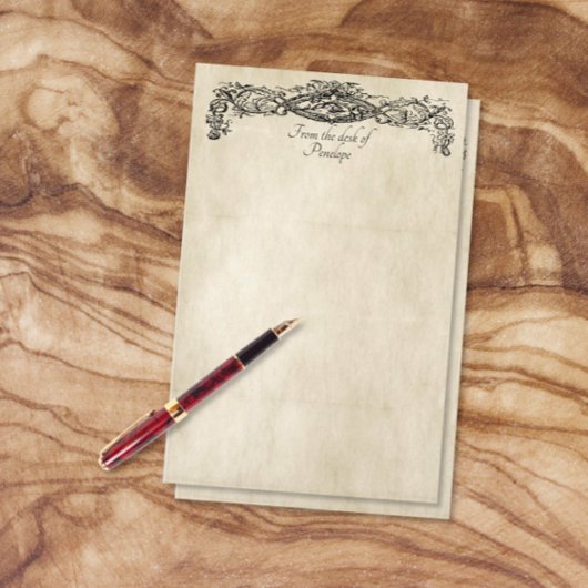 Vintager Bildlauf Altpapier hinzufügen Briefpapier