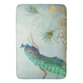 Vintager Bildlauf Elegantes Pfauenfederbein Zweig Badematte (Vorderseite Vertikal)