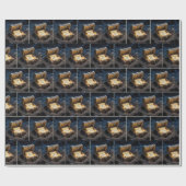 Vintager Bildlauf in einer Schatztruhe Geschenkpapier (Flach)