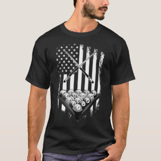 Vintager Billiard American Flag Pool Player vorhan T-Shirt