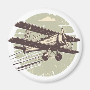Vintager Biplane-Aviator Magnet