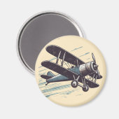 Vintager Biplane-Aviator Magnet (Vorderseite/Rückseite)