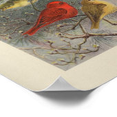 Vintager Bird Black Yellow Print Poster (Ecke)