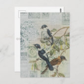 Vintager Bird Ephemera Decoupage Postcard Postkarte (Vorne/Hinten)