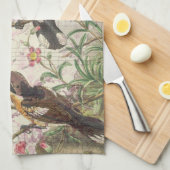Vintager Bird Ephemera Entdeckungsreise Geschirrtuch (Viertel Falte)
