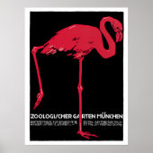 Vintager Bird Pink Flamingo im Münchner Zoo Poster (Vorne)