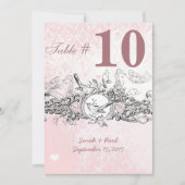 Vintager Bird Pink Musical Scroll Hochzeitstisch N Einladung (Vorderseite)