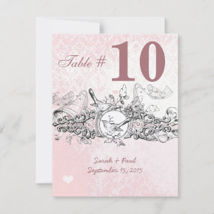 Vintager Bird Pink Musical Scroll Hochzeitstisch N Einladung