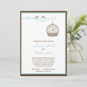 Vintager Birdcage in der Einladung (Stehend Vorderseite)